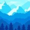 Illustration Blue Mountain Diamond Painting
