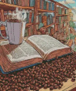 Illustration Book And Coffee Diamond Painting