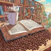Illustration Book And Coffee Diamond Painting