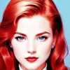 Lady With Blue Eyes And Red Hair Diamond Painting
