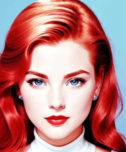 Lady With Blue Eyes And Red Hair Diamond Painting