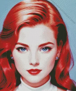 Lady With Blue Eyes And Red Hair Diamond Painting