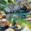 Little Boy Fishing Diamond Painting