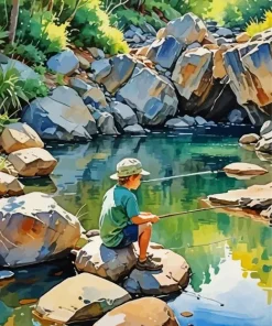 Little Boy Fishing Diamond Painting