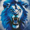 Mad Blue Lion Diamond Painting