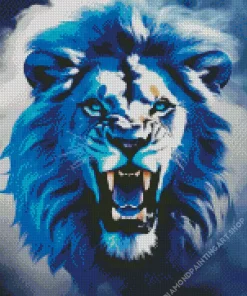 Mad Blue Lion Diamond Painting