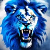 Mad Blue Lion Diamond Painting