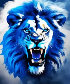 Mad Blue Lion Diamond Painting