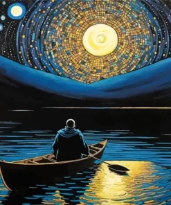 Man On Row Boat Diamond Painting