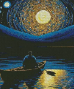 Man On Row Boat Diamond Painting