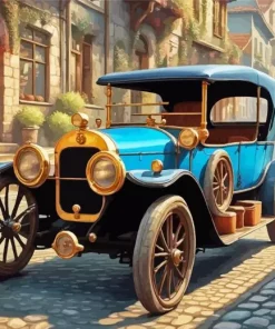 Old Blue Car Diamond Painting