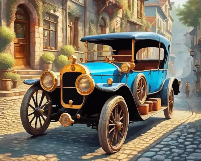 Old Blue Car Diamond Paints Old Blue Car Diamond Painting