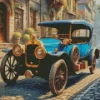Old Blue Car Diamond Painting