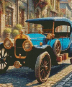 Old Blue Car Diamond Painting