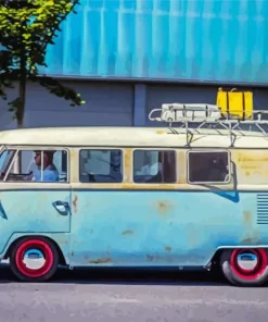 Old Blue Mini Van Diamond Painting