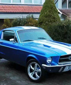 Vintage Blue And White Mustang Diamond Painting