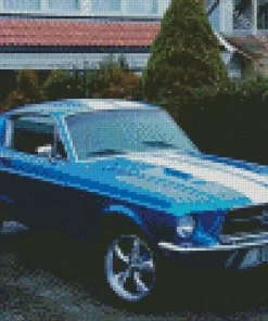 Vintage Blue And White Mustang Diamond Painting