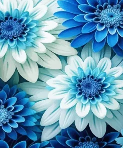 White Blue Chrysanthemum Diamond Painting