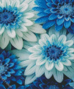 White Blue Chrysanthemum Diamond Painting