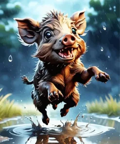 Wild Boar Baby Diamond Painting