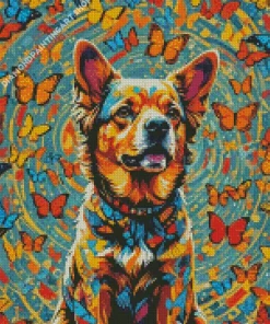 Aesthetic Dog And Butterfly Diamond Painting