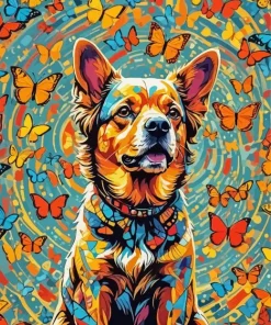 Aesthetic Dog And Butterfly Diamond Painting