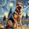 Aesthetic Dog Starry Night Diamond Painting