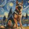 Aesthetic Dog Starry Night Diamond Painting