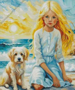 Aesthetic Dog With Girl Diamond Painting