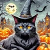 Aesthetic Halloween Cat Art Diamond Painting