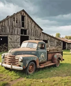 Aesthetic Truck Barns Diamond Painting