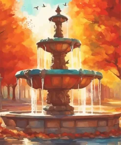 Autumn Fountain Diamond Painting