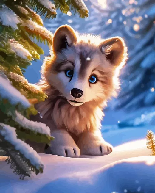 baby wolf Diamond Paints Baby Wolf Diamond Painting