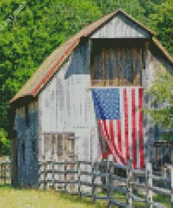 Barn With American Flag Diamond Painting