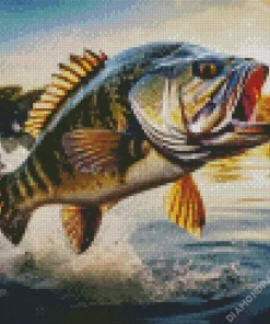 Bass Jumping Out Of Water Diamond Painting