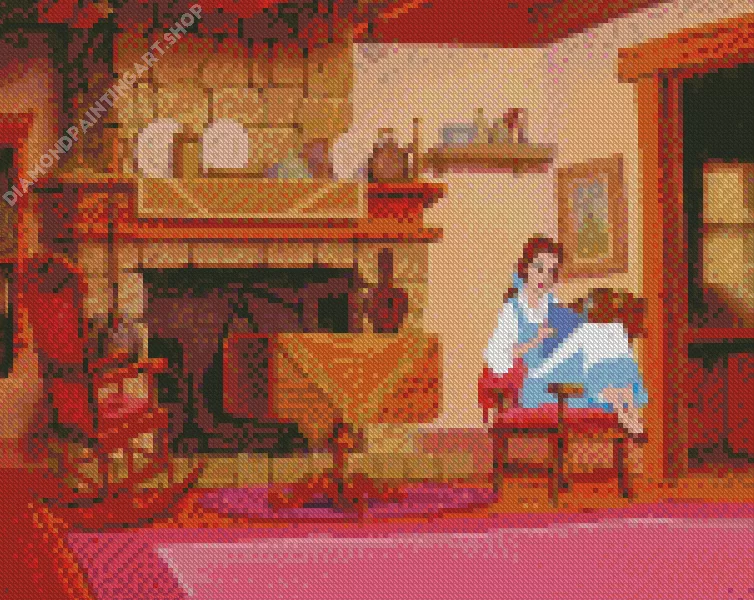 belle reading Diamond With Numbers Belle Reading Diamond Painting
