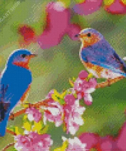 Birds On Flowers Diamond Painting