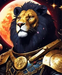 Black And Gold Lion Diamond Painting