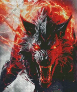 Black And Red Werewolf Diamond Painting