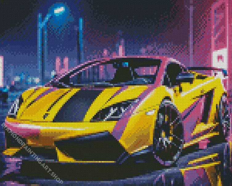 black and yellow lambo Diamond With Numbers Black And Yellow Lambo Diamond Painting