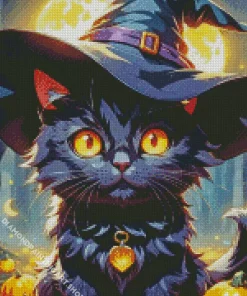 Black Cat Witch Art Diamond Painting