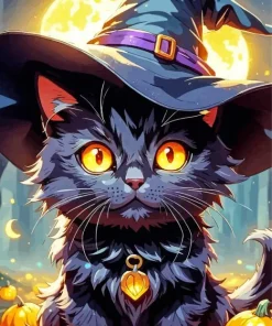 Black Cat Witch Art Diamond Painting