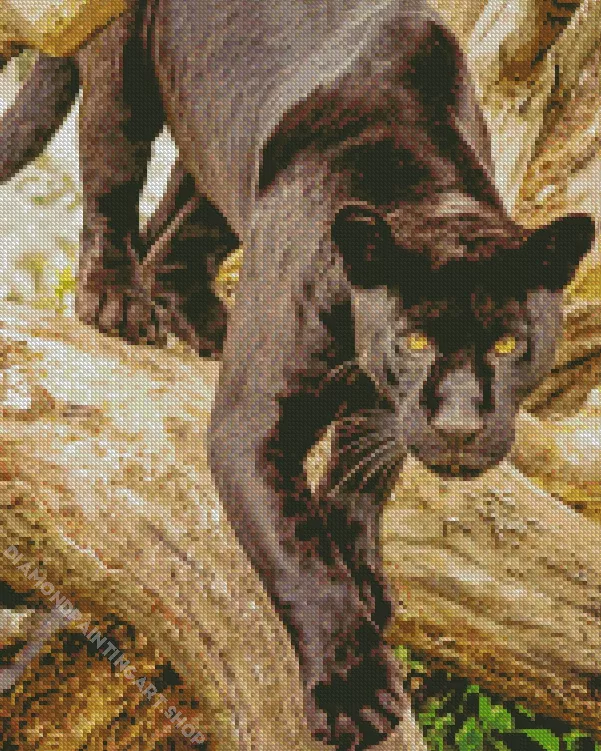 black jaguar Diamond With Numbers Black Jaguar Diamond Painting