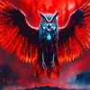 Black Owl With Red Eyes Diamond Painting
