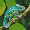 Blue And Green Chameleon Diamond Painting