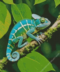 Blue And Green Chameleon Diamond Painting