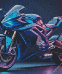 Blue And Purple Motorcycle Diamond Painting