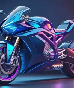 Blue And Purple Motorcycle Diamond Painting