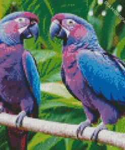Blue And Purple Parrot Birds Diamond Painting