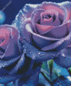 Blue And Purple Roses Diamond Painting